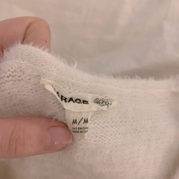 White fuzzy crop top from Dynamite - Picture 3 of 5